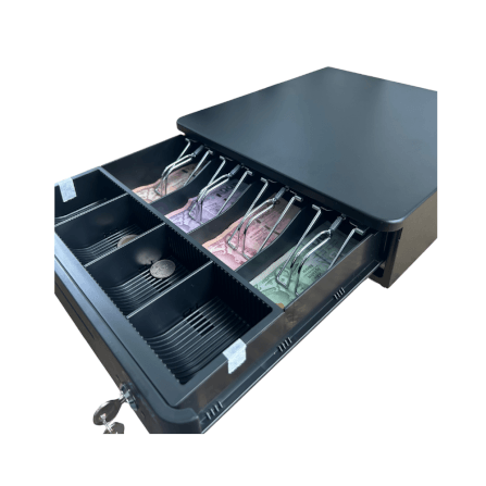 ลิ้นชักเก็บเงิน EASYPRINT รุ่น CD-330 สีดำ 4 ช่องธนบัตรขนาดใหญ่ 4 ช่องเหรียญ RJ11 12/24V_3